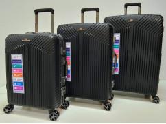Комплект из 3-х чемоданов, полипропилен, алюминий,  11276  Черный