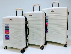Комплект из 3-х чемоданов, полипропилен, алюминий,  11277 Белый