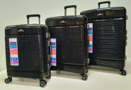 Комплект из 3-х чемоданов, полипропилен, алюминий,  11277 Черный