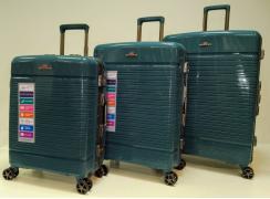 Комплект из 3-х чемоданов, полипропилен, алюминий,  11277 Синий