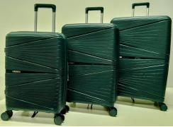Набор из 3-х чемоданов с расширением 23103 Темно-зеленый