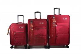 Чемодан ,комплект из 3-х , текстиль, 50124 Бордовый