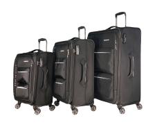 Чемодан ,комплект из 3-х , текстиль,  50159-3 Черный