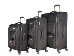 Чемодан ,комплект из 3-х , текстиль,  50159-3 Темно-серый