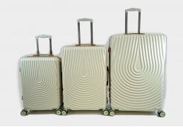 Набор из 3 чемоданов, композит, 77062-1 с расширением Молочный